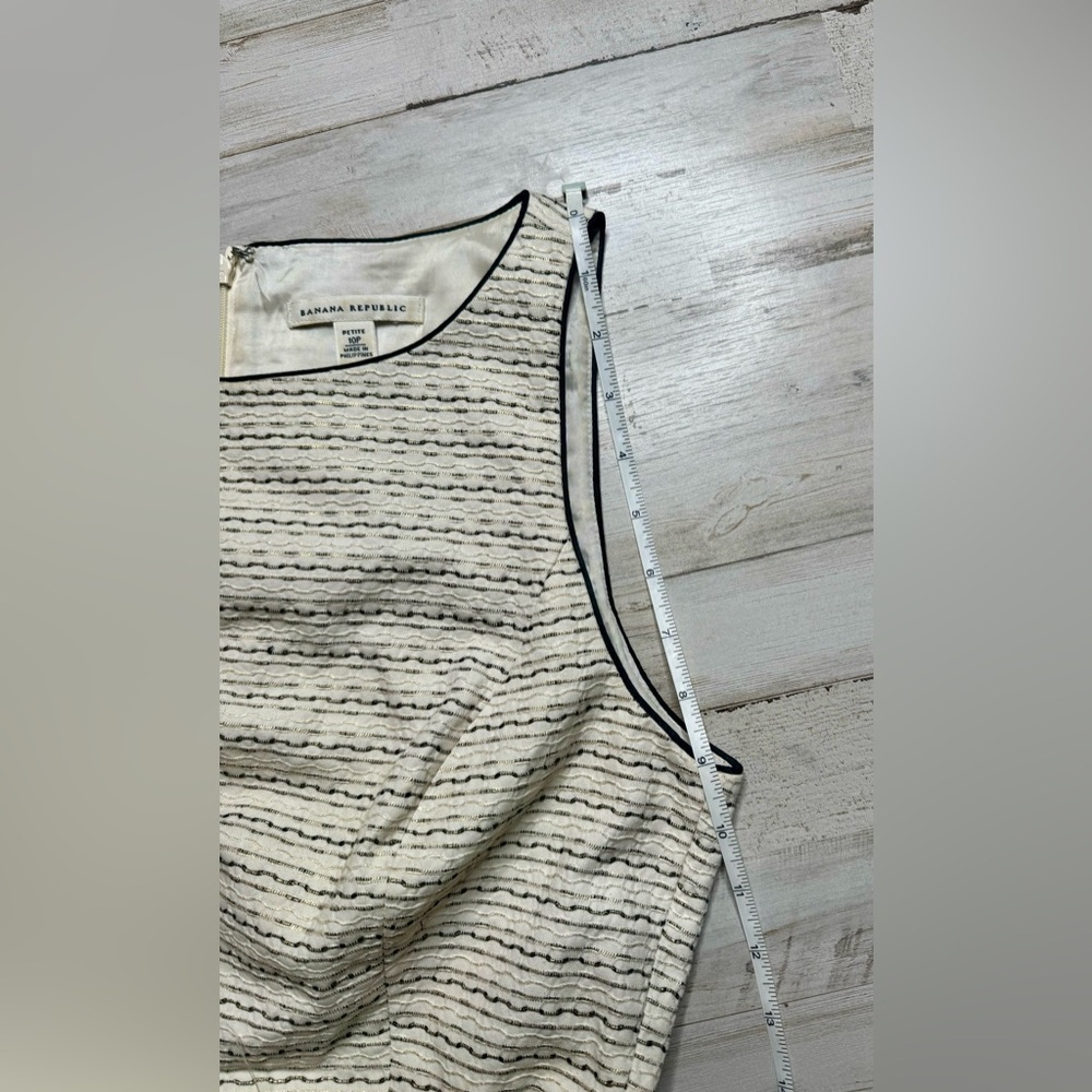 Banana Republic Women Sheath Dress White Black Stripped Cotton 10P - Picture 6 of 11